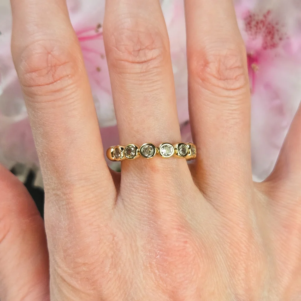 NWT CZ Bezel-Set Stacking Half Eternity Ring, Size 6